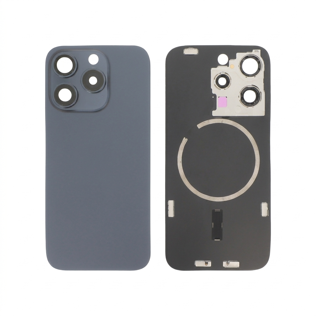 Vitre Arrière Titane Bleu iPhone 15 Pro (Avec MagSafe) Sans Logo