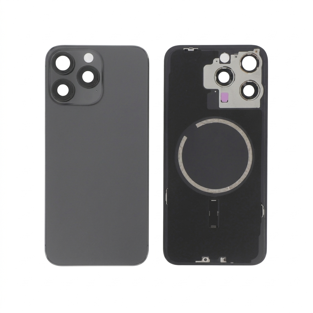 Vitre Arrière Titane Noir iPhone 15 Pro Max (Avec MagSafe) Sans Logo